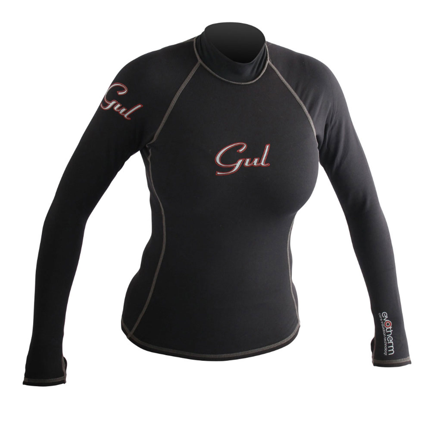 Gul Evotherm Flatlock Manica Lunga Womens Rash Vest / Guards - Nero