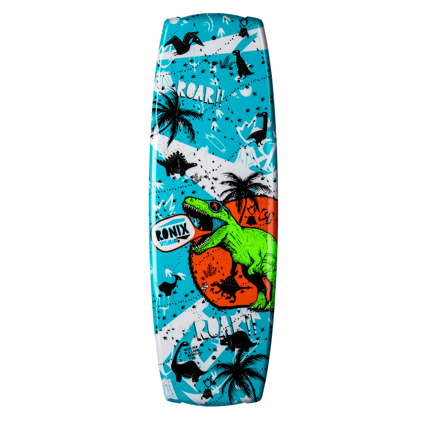 Ronix Boy's Vision Con Glow 'n Dark Treasure Map Board Boat - Dinosaur / Blue