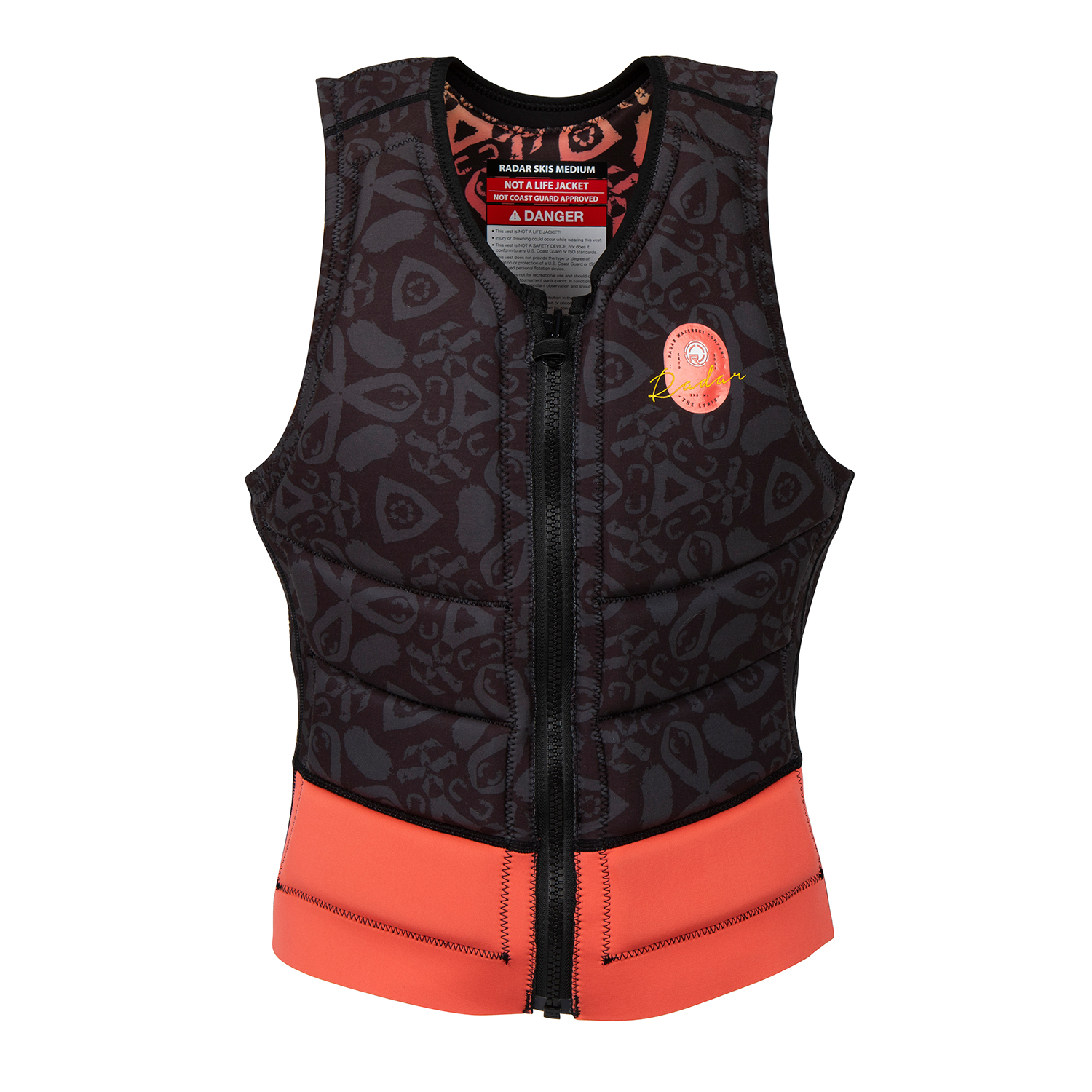 Gilet Da Sci Nautico Reversibile Da Donna Radar Skis Lyric - Nero / Corallo
