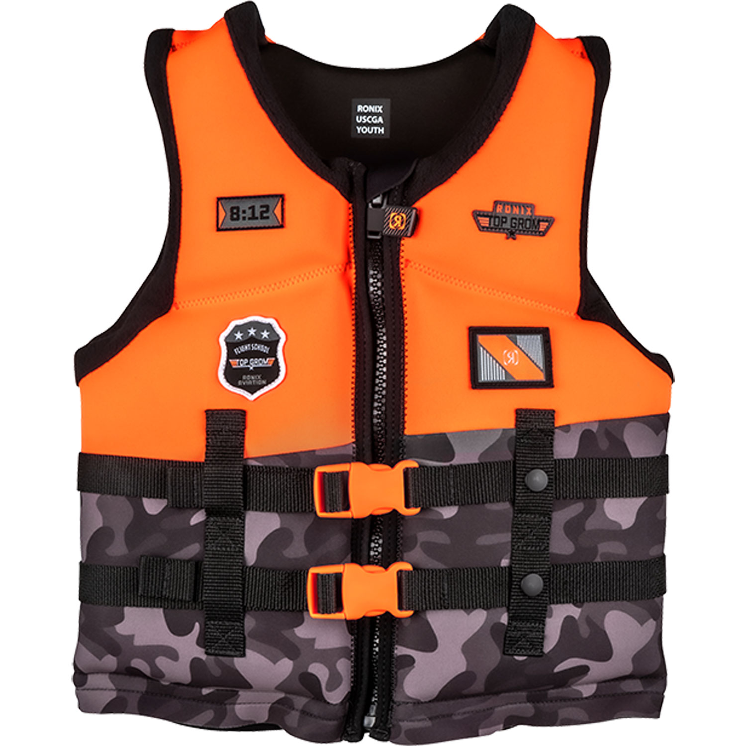Gilet Ronix Boys Top Grom Youth Cga Wake - Arancione/nero Camo