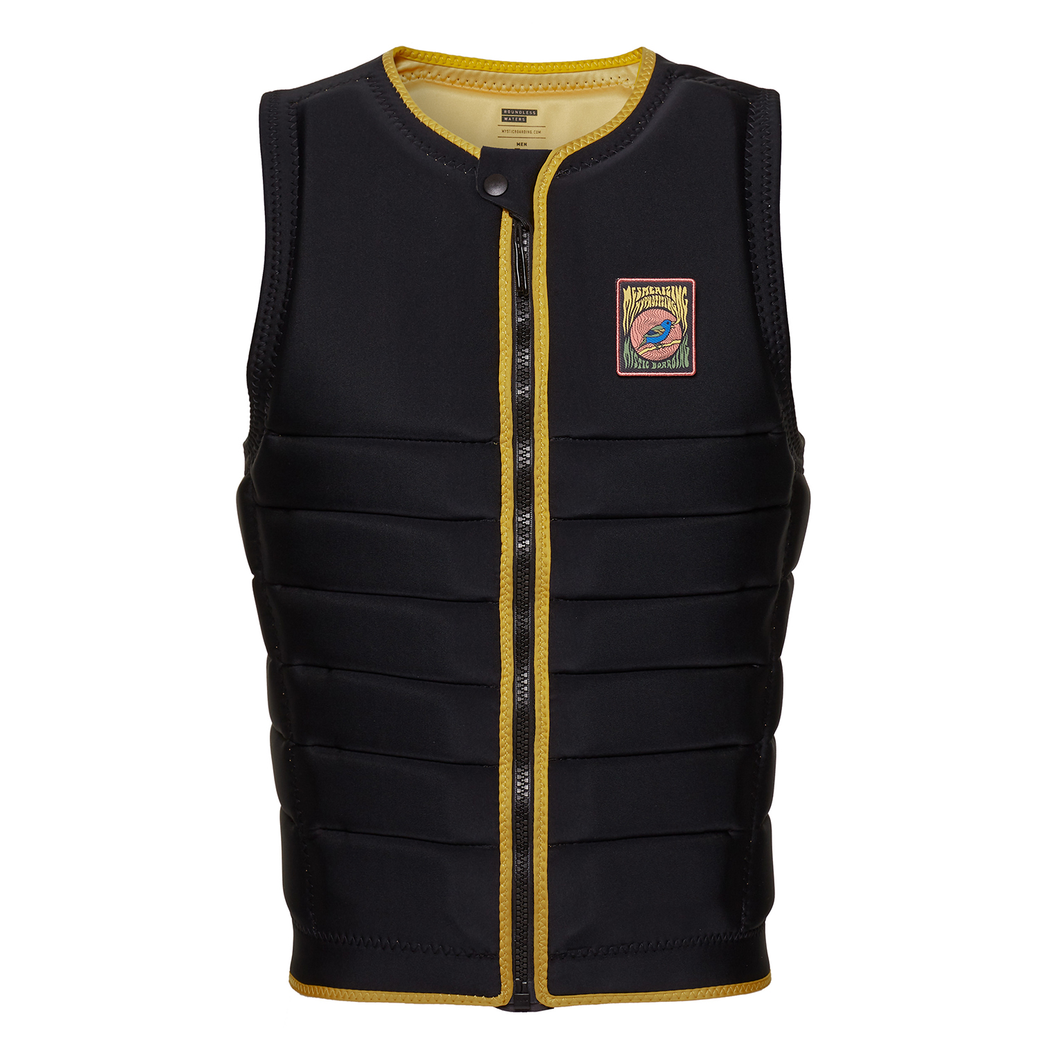 Mystic The Dom Wake Boarding Gilet Antiurto Con Zip Frontale - Nero / Giallo 220146