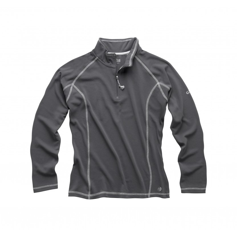 Gill Womens Uv Tec Zip Lunga T-Shirt Manica Collo - Ash