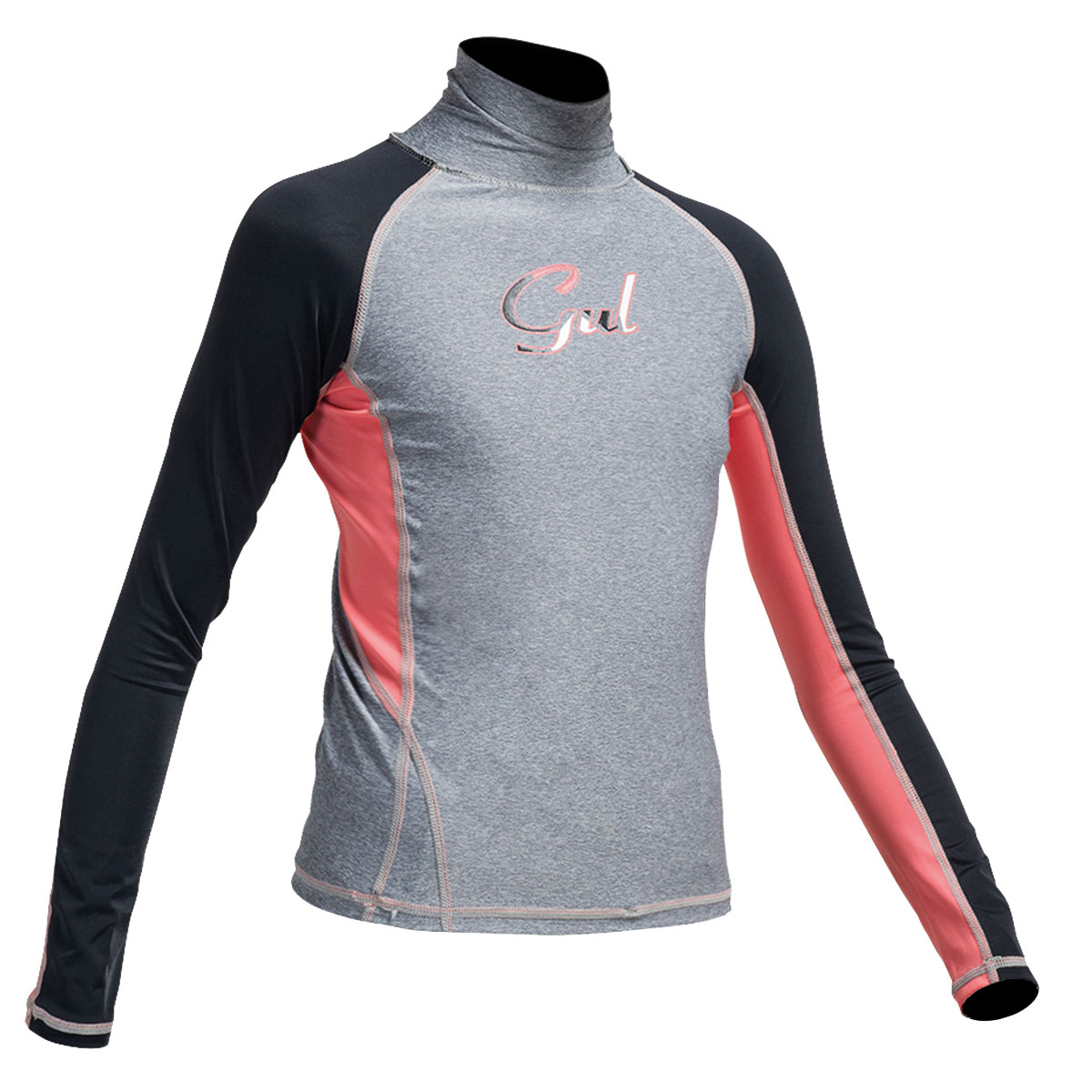 Gul Junior Flatlock Maniche Lunghe Rashguard - Marl / Nero