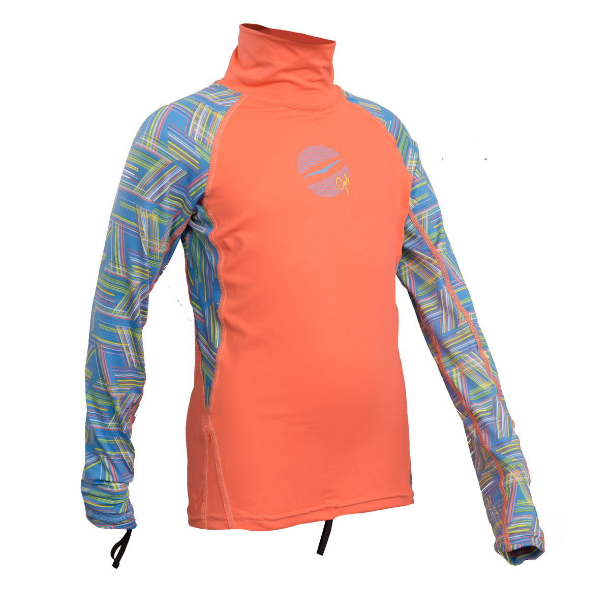Gul Junior Girls Manica Lunga Rashvest - Coral / Lines