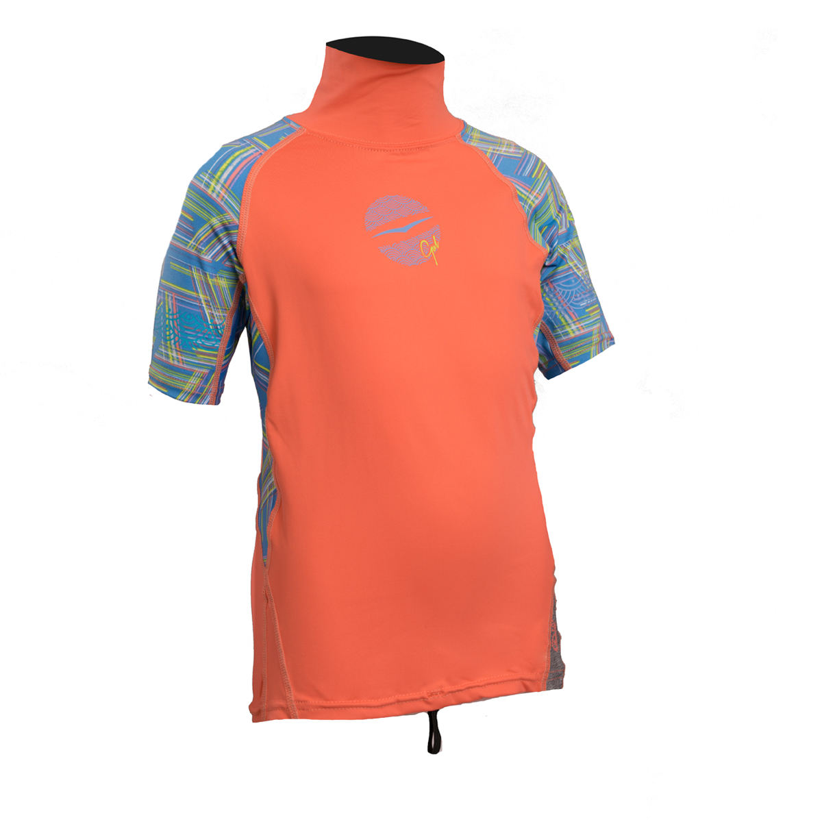 Gul Junior Girls Manica Corta Rashvest - Coral / Lines