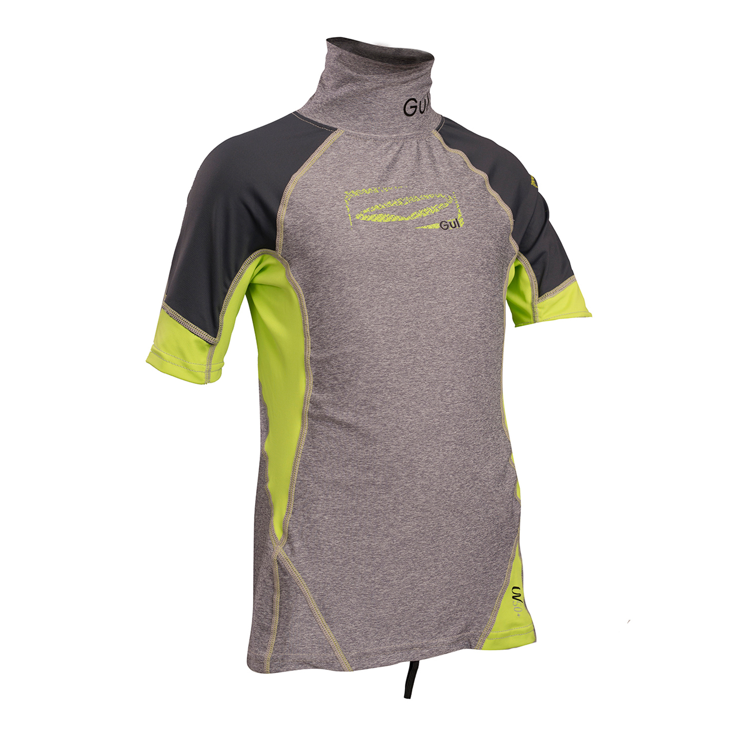 Gul Junior Manica Corta Rashvest - Marl / Lime