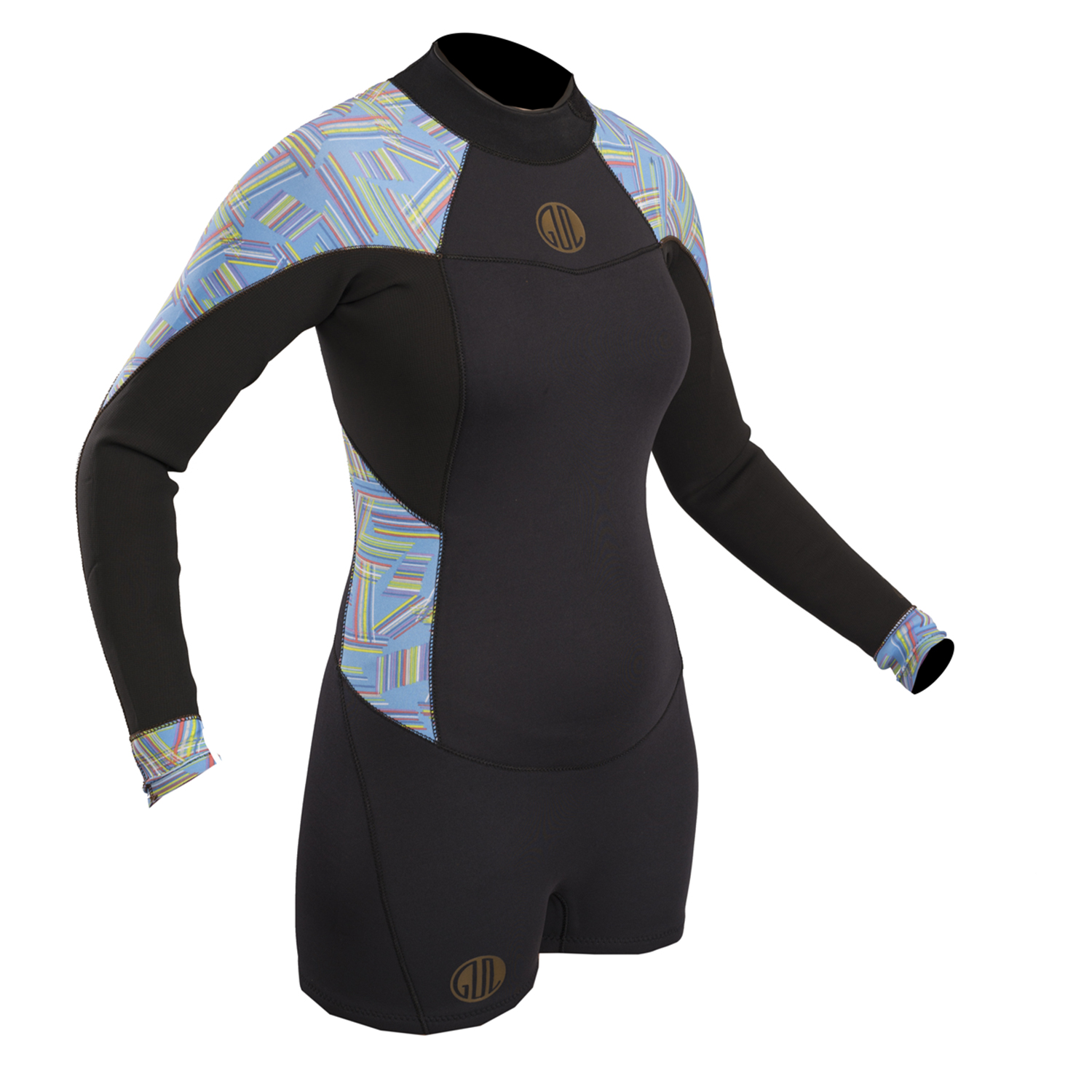 Gul Ladies Surflite 2Mm Flatlock Springuit Muta - Nero / Righe