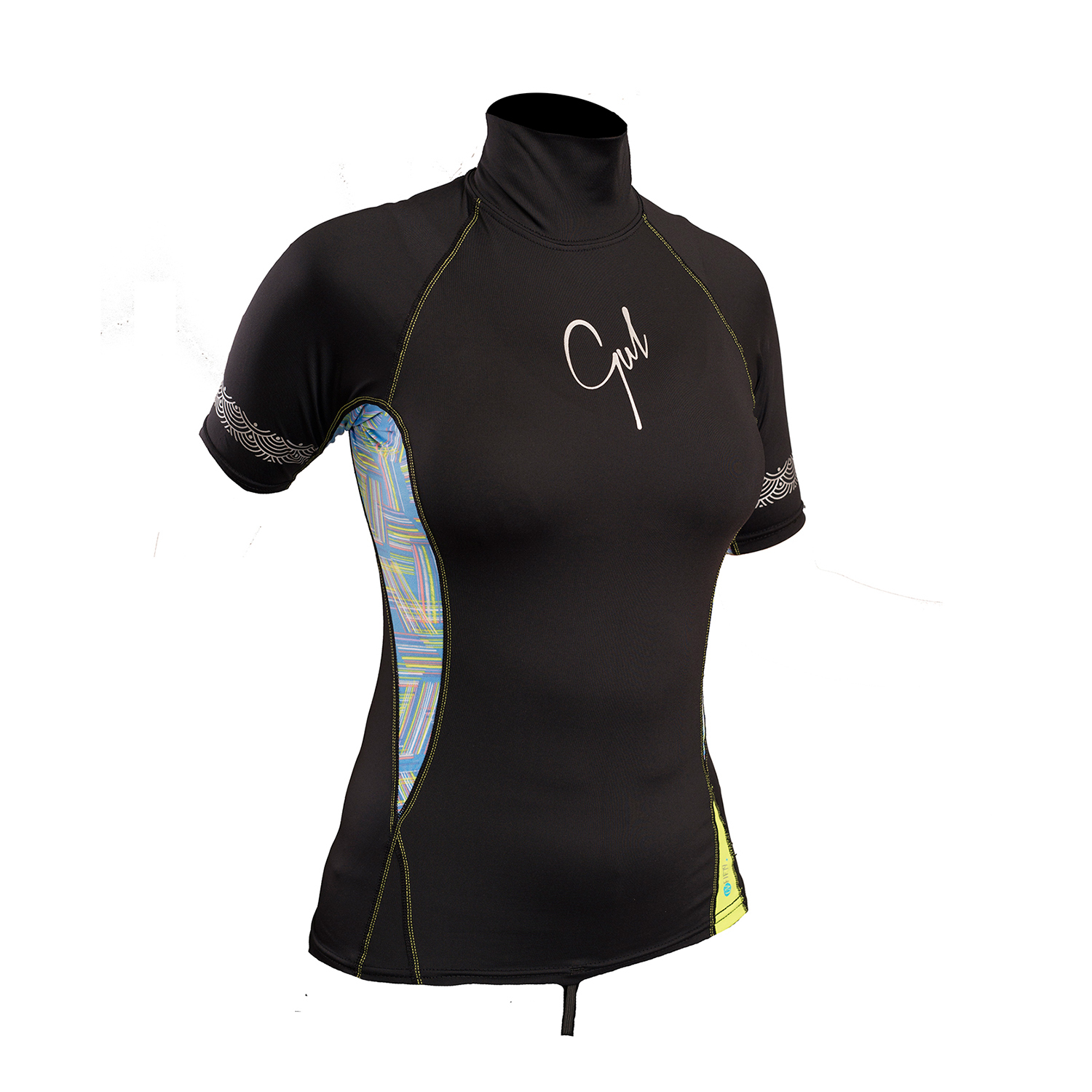 Gul Ladies Swami Manica Corta Rashvest - Nero / Righe
