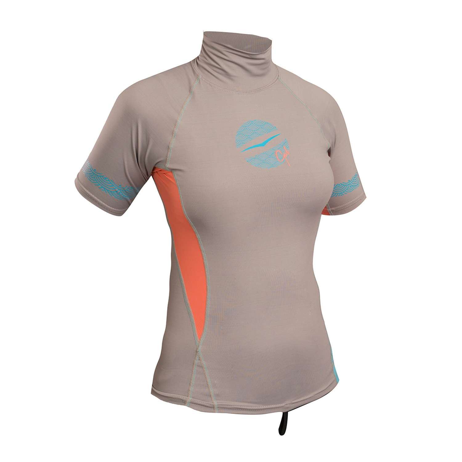 Gul Ladies Swami Manica Corta Rashvest - Argento / Corallo
