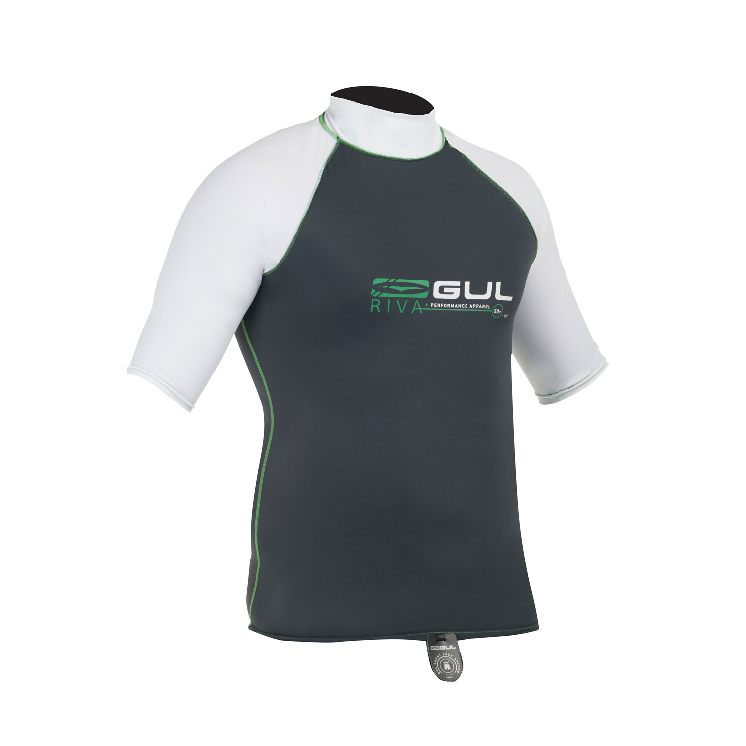 Gul Riva Mens Manica Corta Rashguard 2015 - Gunmetal / Bianco