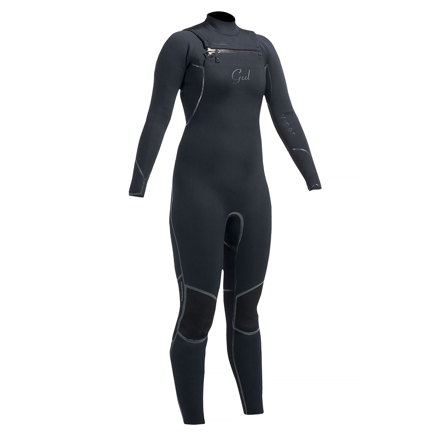Gul Donne Viper 4/3 Blindstitched Petto Zip Muta - Nero