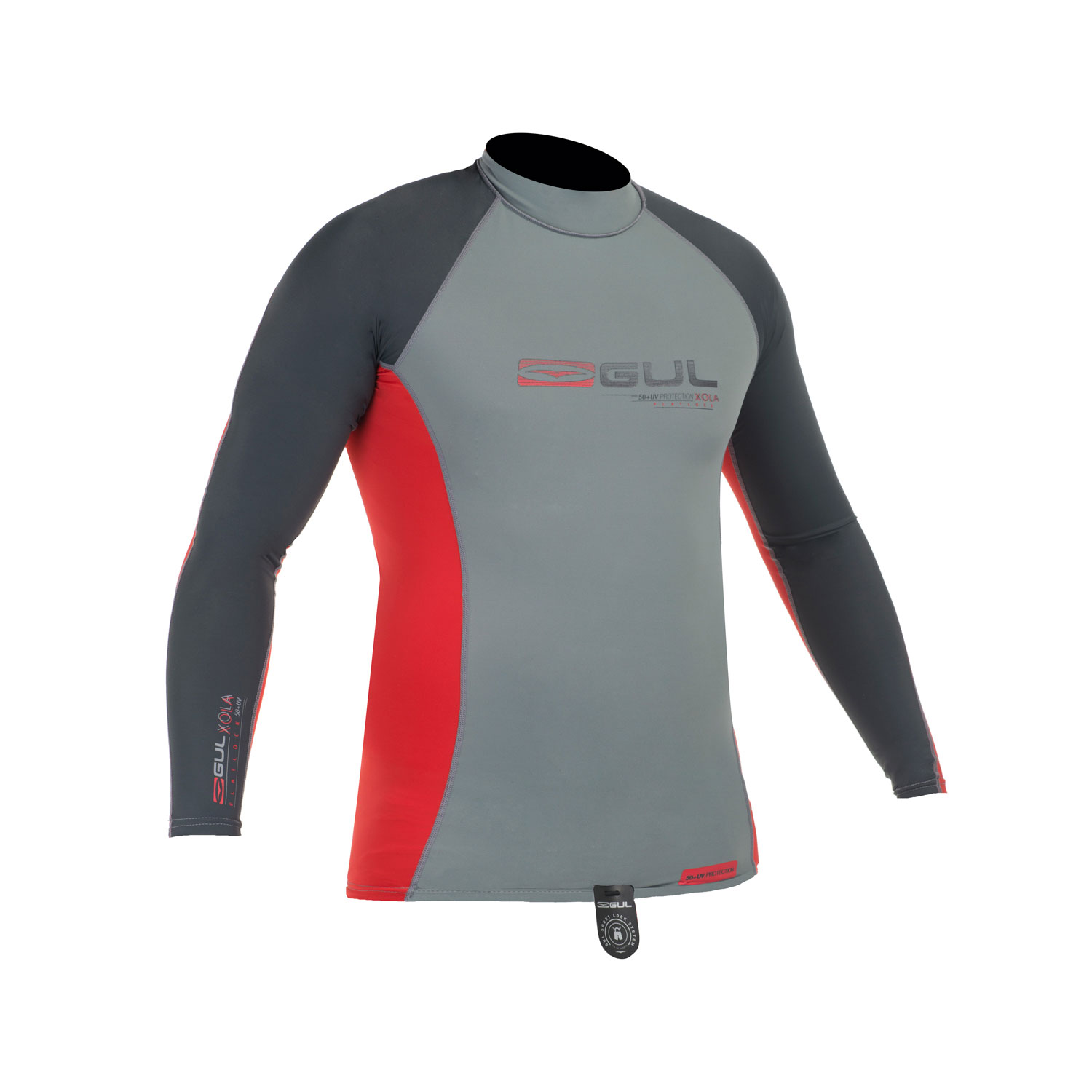 Gul Xola Mens Manica Lunga Rashguard 2015 - Grigio Scuro / Rosso