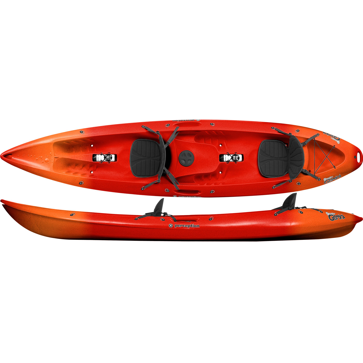 Percezione Scooter Gemelli Tandem Sit On Top Kayak - Rosso / Arancio