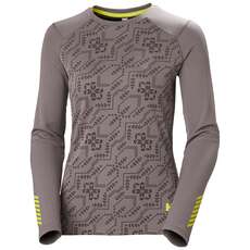 Helly Hansen Donna Lifa Active Graphic Crew Top Termico - Grigio Sparrow 49401