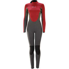Muta Sola Womens H2O 4/3Mm Back-Zip - Borgogna/stampa Foglia