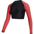 Mystic Womens Jayde Long Crop Rashvest - Nero/rosso 230158