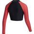 Mystic Womens Jayde Long Crop Rashvest - Nero/rosso 230158