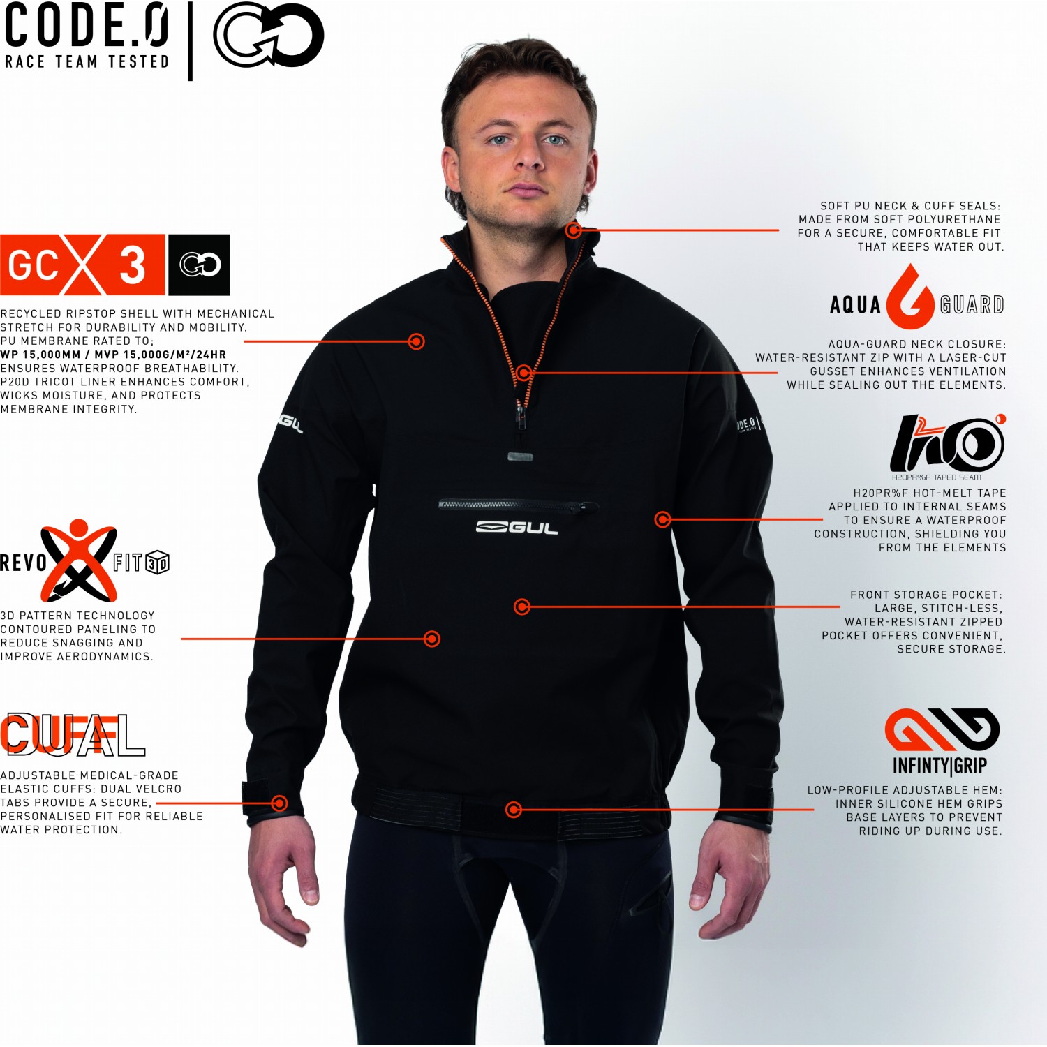Gul Code Zero Spray Top 2026 - Nero/Arancione St0028