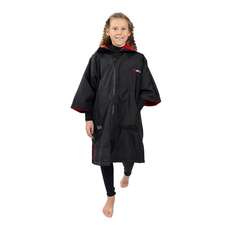 Poncho Fasciatoio Con Cappuccio Impermeabile Gul Junior Evo Robe - Nero/rosso