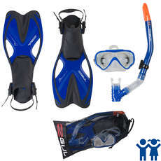 Gul Tarpon Junior Mask / Snorkel / Fin Set - Blu / Nero Gul Tarpon Junior Mask / Snorkel / Fin Set - Blu / Nero