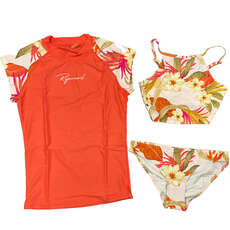 Rip Curl Girls 3 Pezzi Bikini & Rash Guard Set - Leilani