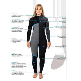 Muta Gul Flexor Yulex 4/3Mm Bs Chestzip Da Donna - Nero / Scatter Palm Fx1226