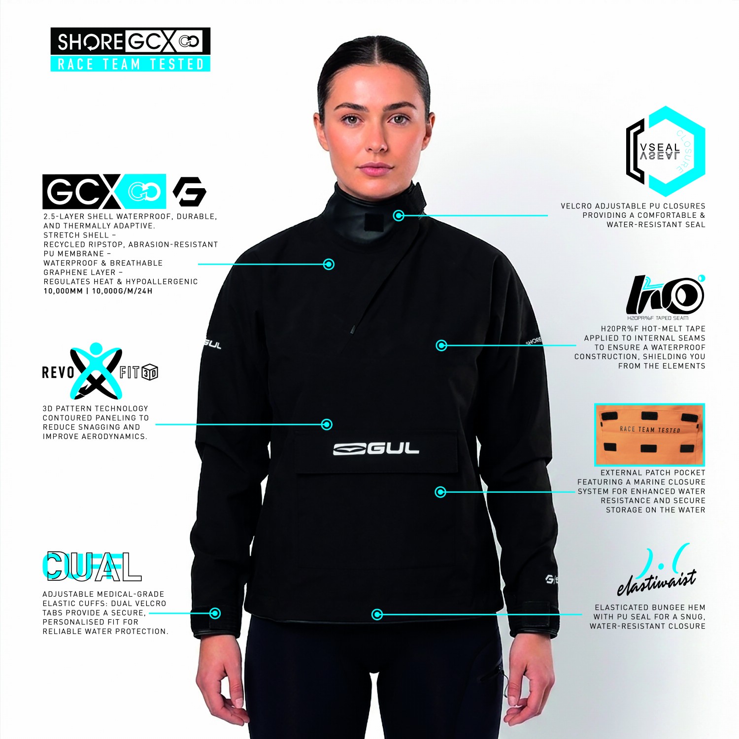 Gul Shore Recore Graphene Taped Spray Top 2026 - Nero St0030