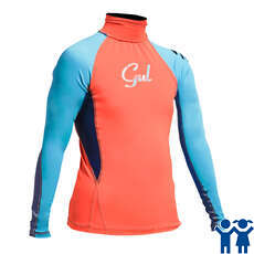 Gul Junior Flatlock Maniche Lunghe Rashguard - Coral / Turchese Gul Junior Flatlock Maniche Lunghe Rashguard - Coral / Turchese