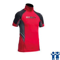 Gul Junior Flatlock Manica Corta Rashguard - Rosso / Nero Gul Junior Flatlock Manica Corta Rashguard - Rosso / Nero