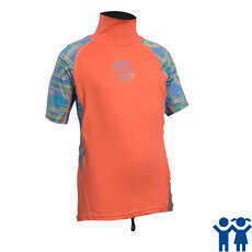 Gul Junior Girls Manica Corta Rashvest - Coral / Lines Gul Junior Girls Manica Corta Rashvest - Coral / Lines