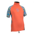 Gul Junior Girls Manica Corta Rashvest - Coral / Lines