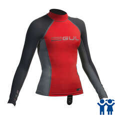 Gul Junior Long Sleeve Rashguard - Rosso / Grigio Scuro Gul Junior Long Sleeve Rashguard - Rosso / Grigio Scuro