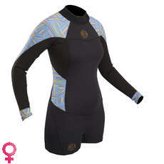 Gul Ladies Surflite 2Mm Flatlock Springuit Muta - Nero / Righe