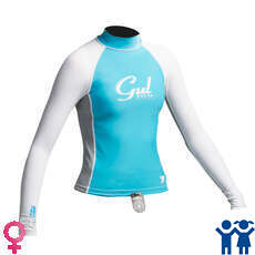 Gul Surf Junior Girls Manica Lunga Rashguard - Turchese / Argento Gul Surf Junior Girls Manica Lunga Rashguard - Turchese / Argento