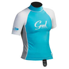 Gul Surf Junior Girls Manica Corta Rashguard - Turchese / Argento