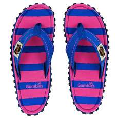 Infradito Da Donna Islander Gumbies In Tela - Striscia Blu E Rosa Infradito Da Donna Islander Gumbies In Tela - Striscia Blu E Rosa